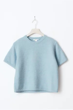 Gina Tricot Y kn short sleeve top - striktrøjer - Blåt - 134/140 - Pige