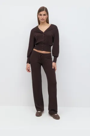 Gina Tricot Low waist trousers - lavtaljede bukser - Brunt - L - Dame