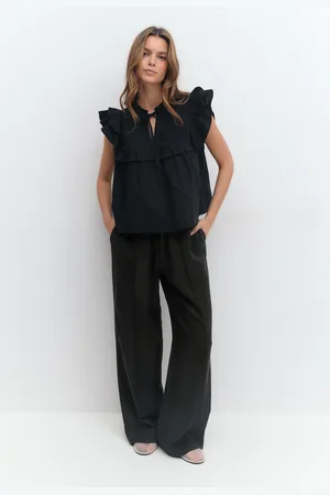 Gina Tricot Relaxed wide trousers - Vide bukser - Sort - XXS - Dame