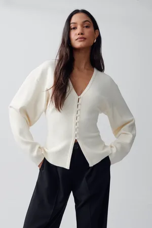 Gina Tricot Shaped knitted cardigan - Cardigans - Hvid - XS - Dame