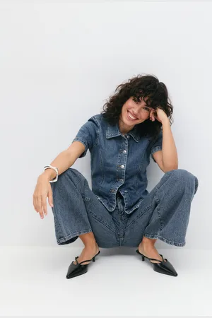 Gina Tricot Shaped denim shirt - Denim-skjorter - Blåt - XS - Dame