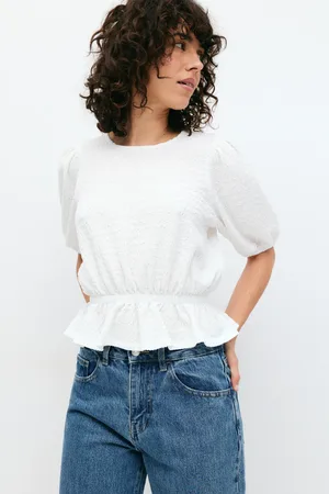 Gina Tricot Puff sleeve top - bluser med pufærmer - Hvid - XXS - Dame