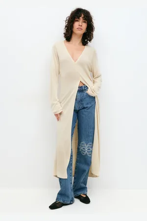 Gina Tricot Long knitted cardigan - Cardigans - beige - XS - Dame