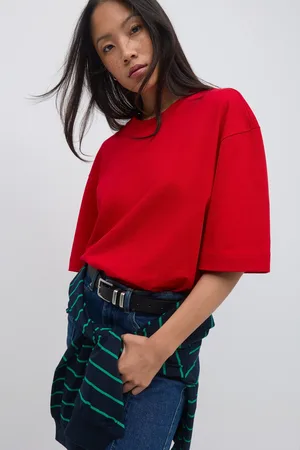 Gina Tricot Basic boxy tee - t-shirts - Rødt - XXS - Dame