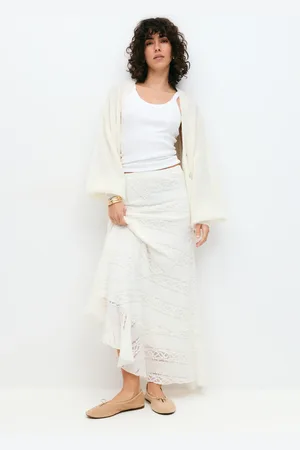 Gina Tricot Lace skirt - lange nederdele - Hvid - XS - Dame