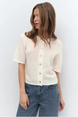 Gina Tricot Loose knitted cardigan - Cardigans - Hvid - XS - Dame