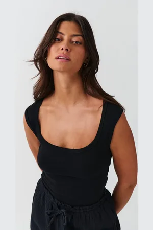 Gina Tricot Square neck tank - Toppe uden ærmer - Sort - XS - Dame