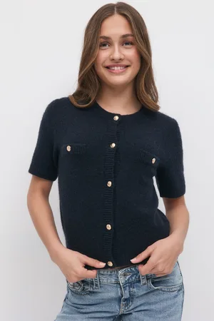 Gina Tricot Y knitted cardigan - striktrøjer - Blåt - 134/140 - Pige