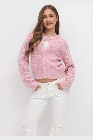 Gina Tricot Y knitted cardigan - striktrøjer - Pink - 134/140 - Pige