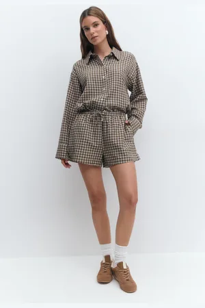 Gina Tricot Checked drawstring shorts - Shorts - Brunt - XS - Dame
