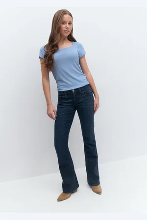 Gina Tricot Scandi tall low bootcut jeans - low waist jeans - Blåt - 146 - Pige