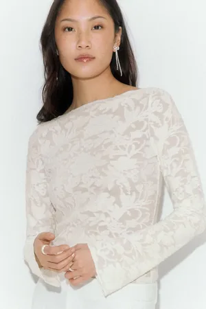 Gina Tricot Textured top - blondetoppe - Hvid - XS - Dame