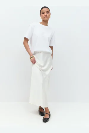 Gina Tricot Satin skirt - satin nederdele - Hvid - S - Dame