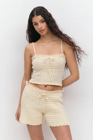 Gina Tricot Knitted cotton singlet - Toppe uden ærmer - Gult - XS - Dame