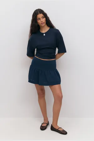Gina Tricot Mini frill skirt - korte nederdele - Blåt - XXS - Dame