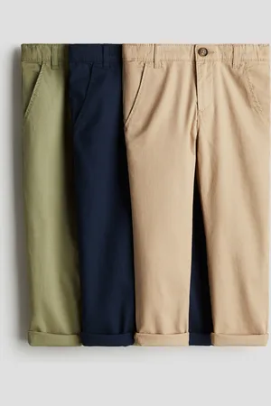 H&M 3-pak chinos i bomuldstwill