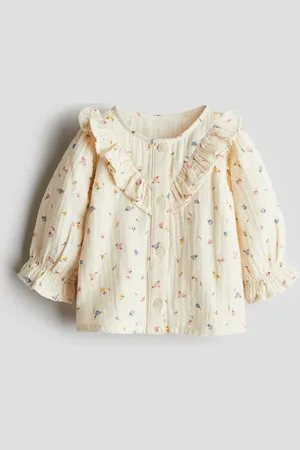 H&M Bluse i bomuld med flæser