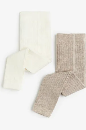 H&M 2-pak ribbede tights uden fødder