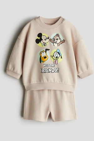 H&M 2-delt sweatshirtsæt med trykt motiv