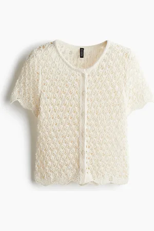 H&M Hulstrikket cardigan med korte ærmer