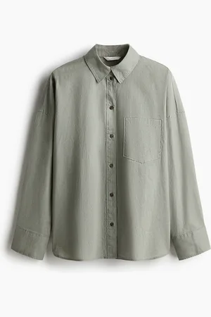 H&M Oversized skjorte i hørblanding