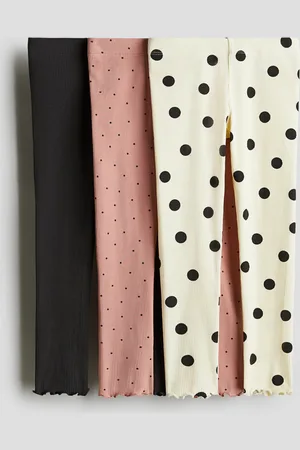 H&M 3-pak ribbede leggings i bomuld