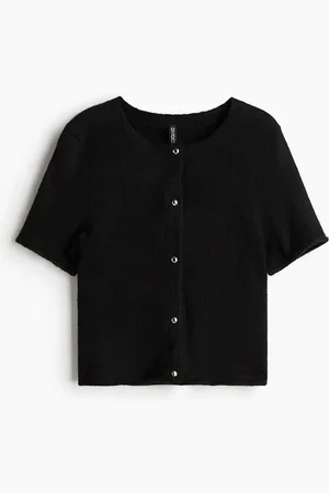 H&M Finstrikket cardigan med korte ærmer