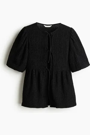 H&M Peplumtop med bindebånd foran