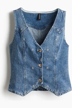 H&M Vest i denim med broderi