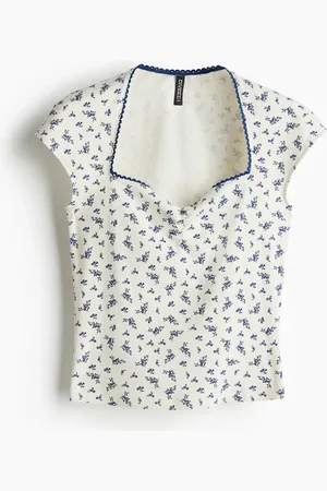 H&M Ribstrikket top med hjerteudskæring