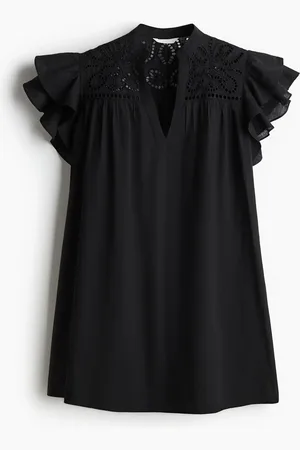 H&M Kjole med flæseærmer og broderie anglaise
