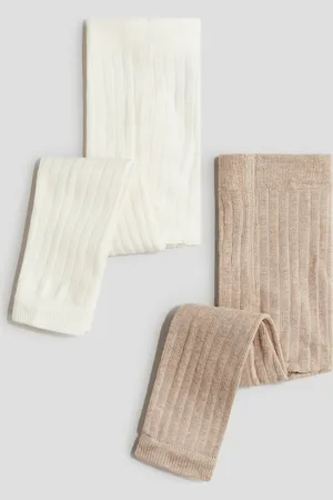 H&M 2-pak ribbede tights uden fødder