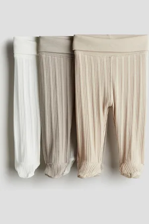 H&M 3-pak leggings med foldbar ribkant