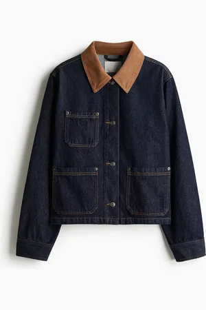 H&M Jakke i denim med krave i fløjl