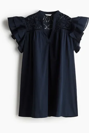 H&M Kjole med flæseærmer og broderie anglaise