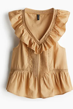 H&M Tanktop i bomuld med flæsekant