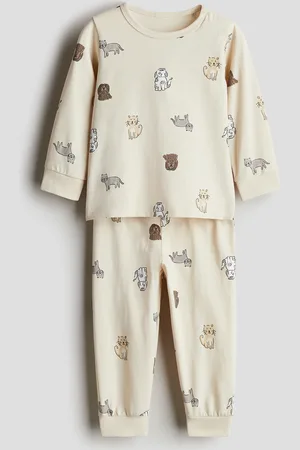 H&M Natsæt i bomuld med tryk - Beige