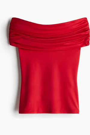 H&M Off shoulder-top med rynkninger