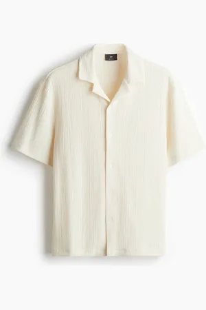 H&M Crinkled skjorte med korte ærmer Regular Fit