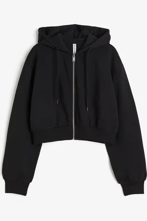 H&M Cropped hættetrøje med lynlås