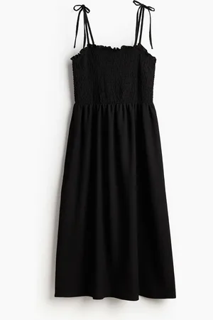 H&M Smocksyet kjole med bindestropper
