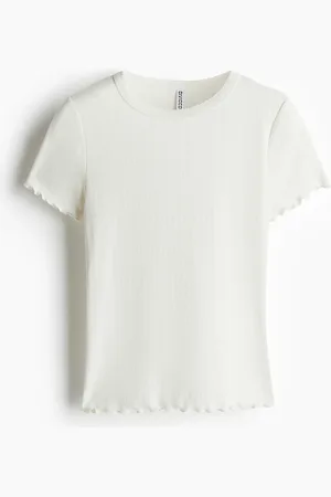 H&M T-shirt med overlockdetalje