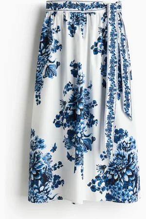 H&M Nederdel i poplin med bindedetalje