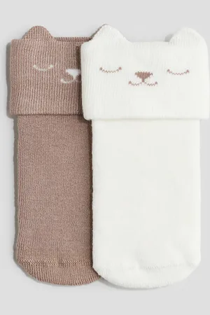 H&M 2-pak strømper i frotté