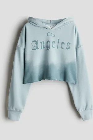 H&M Cropped hoodie med tryk