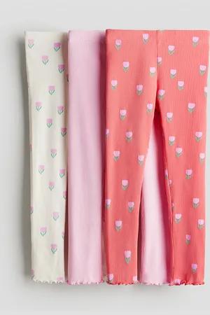 H&M 3-pak ribbede leggings i bomuld