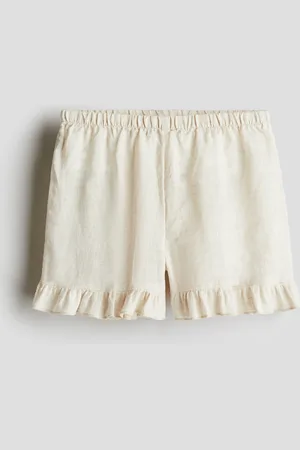 H&M Shorts i hør med flæser