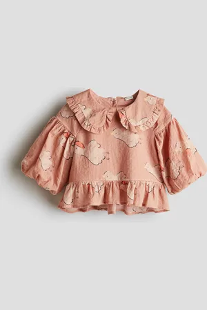 H&M Bluse i bæk og bølge med pufærmer