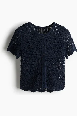H&M Hulstrikket cardigan med korte ærmer