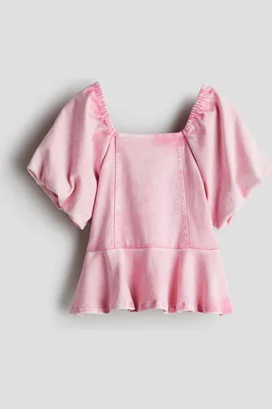 H&M Peplumbluse med denimlook